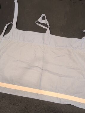 Biscuit Home Crib Skirt - Blue With White Border